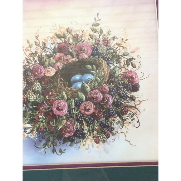 Glynda Turley “Love Builds the Strongest Nest” Framed Blue Eggs In Floral Nest - Picture 4 of 10